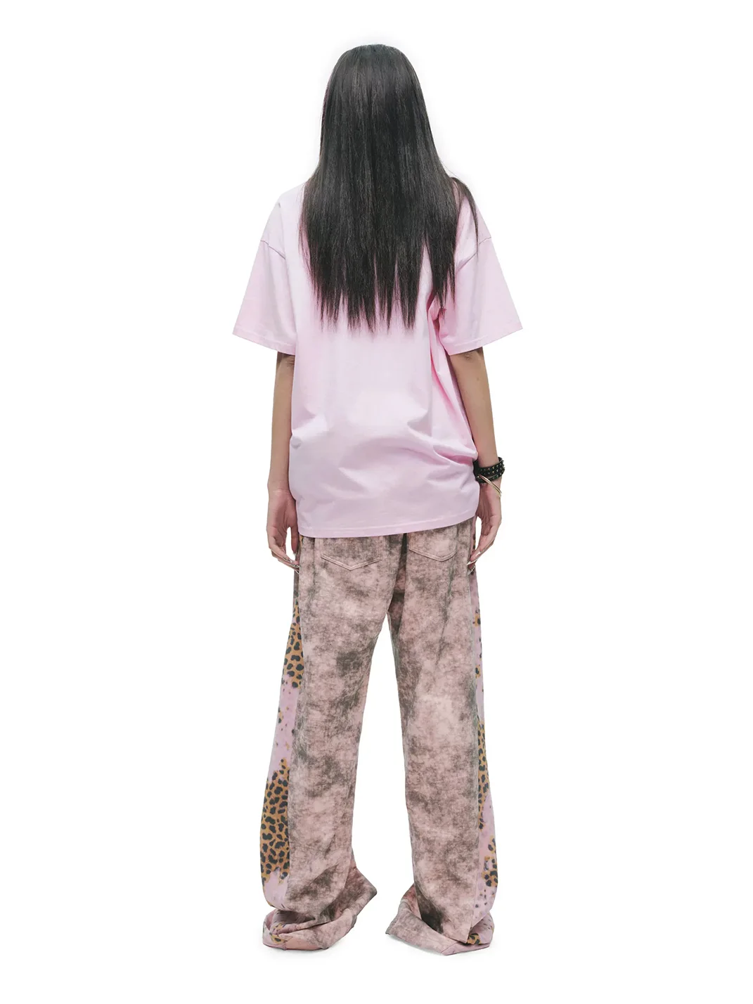 24ans online | Pink Brown Leopard Panel Sweatpants