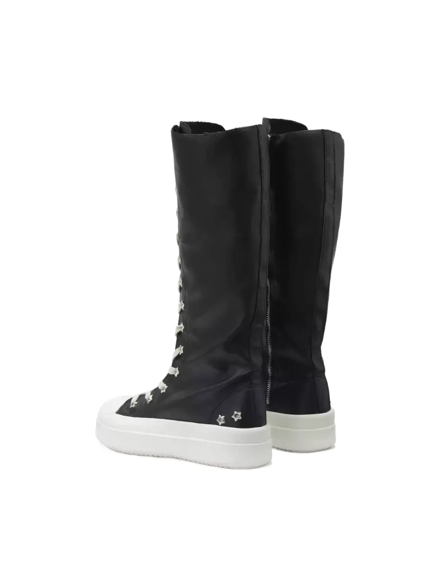 Gods plan | Women's Black Platform High-Top Boots with Star Details - 3