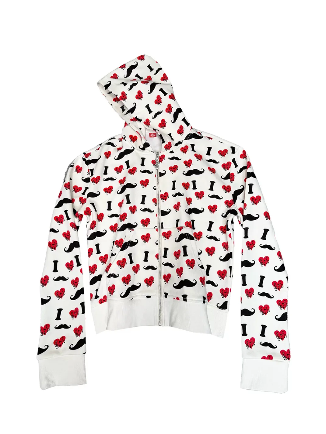 SIZE CHART SCHEMA PROBE B eae000ad | Heart Mustache Print Zip Hoodie