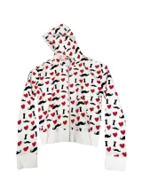 SIZE CHART SCHEMA PROBE B eae000ad | Heart Mustache Print Zip Hoodie