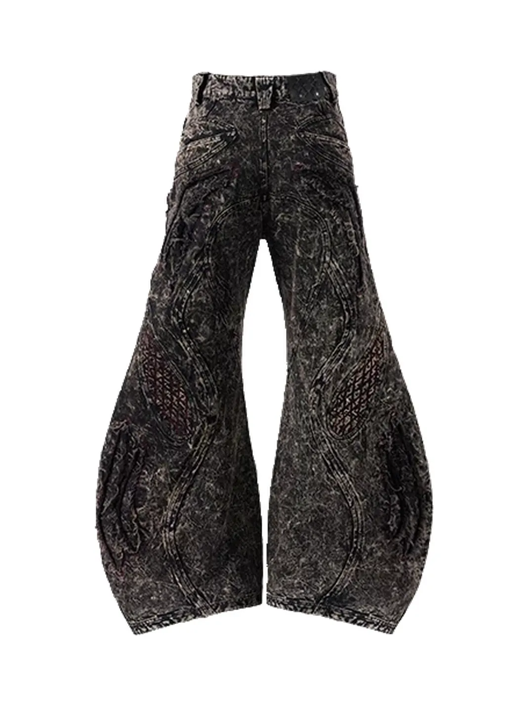 PERSONSOUL | Mottled Uneven Wash Red Black Jeans